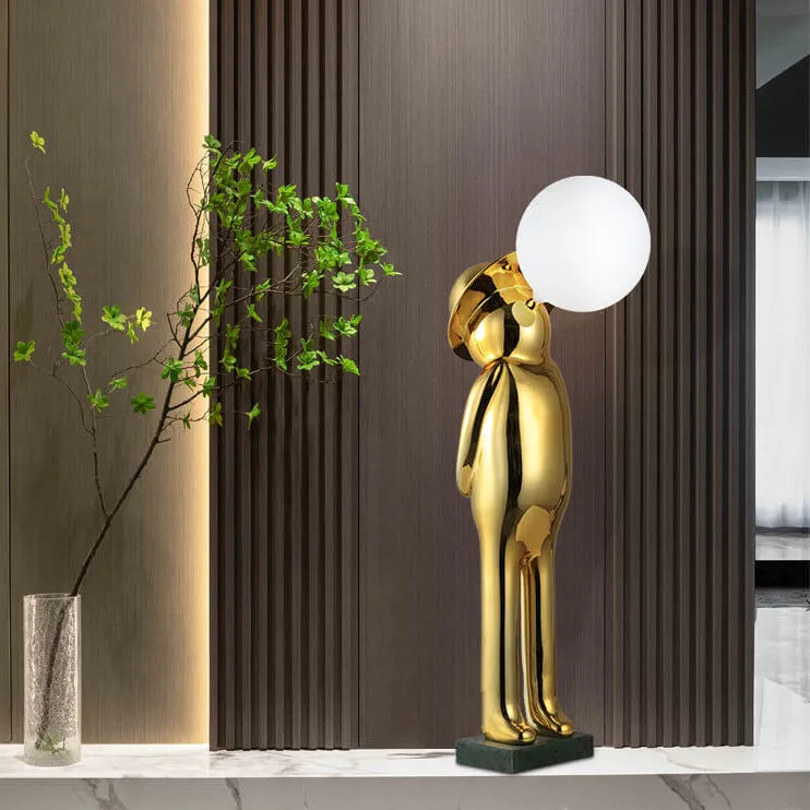 Modern Creative Human Sculpture Fiberglass Resin 1-Light Standing Floor Lamp