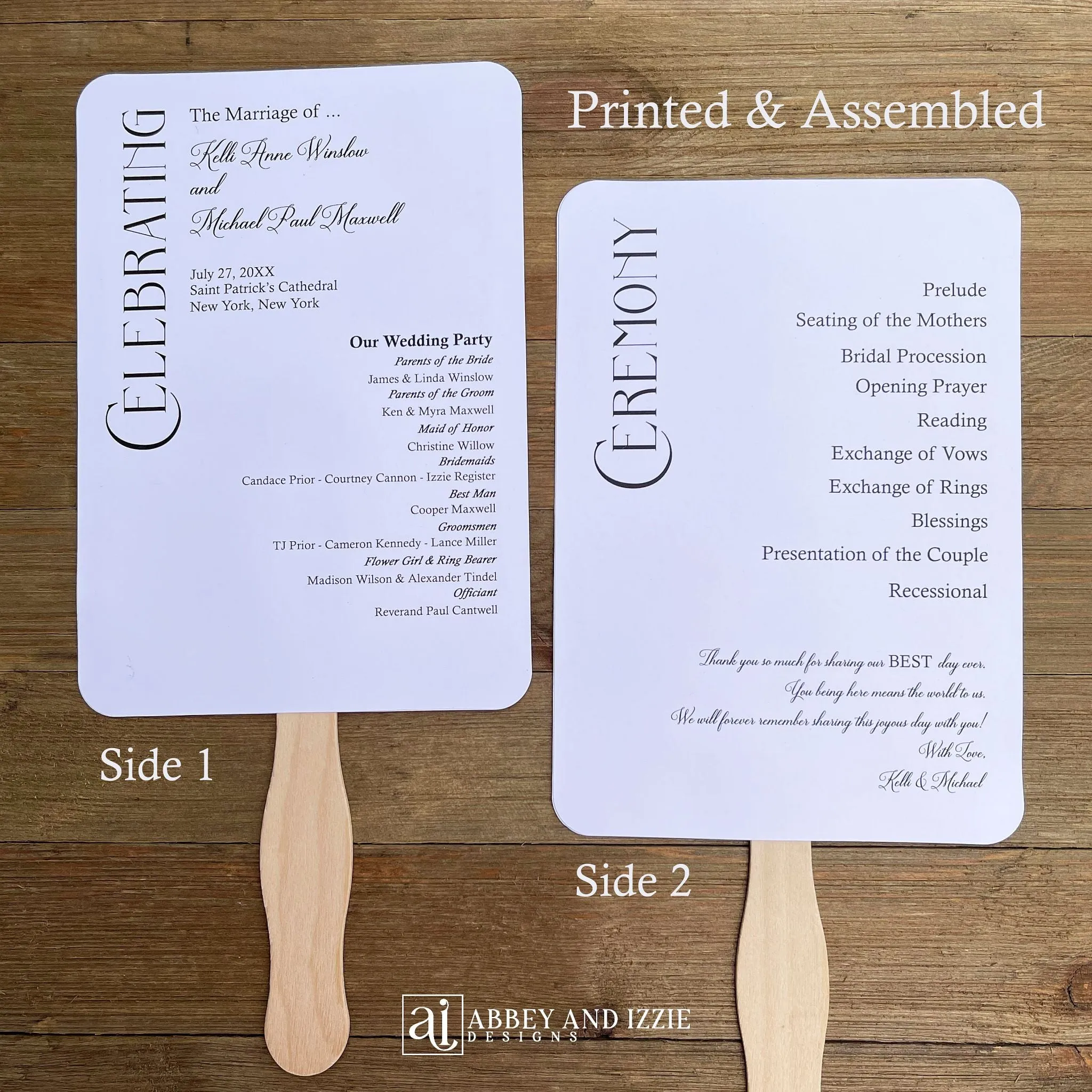 Modern Wedding Program Fan