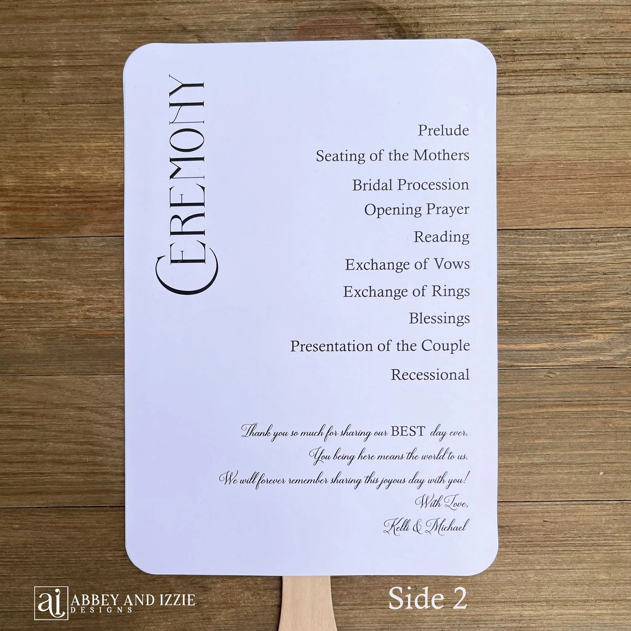 Modern Wedding Program Fan