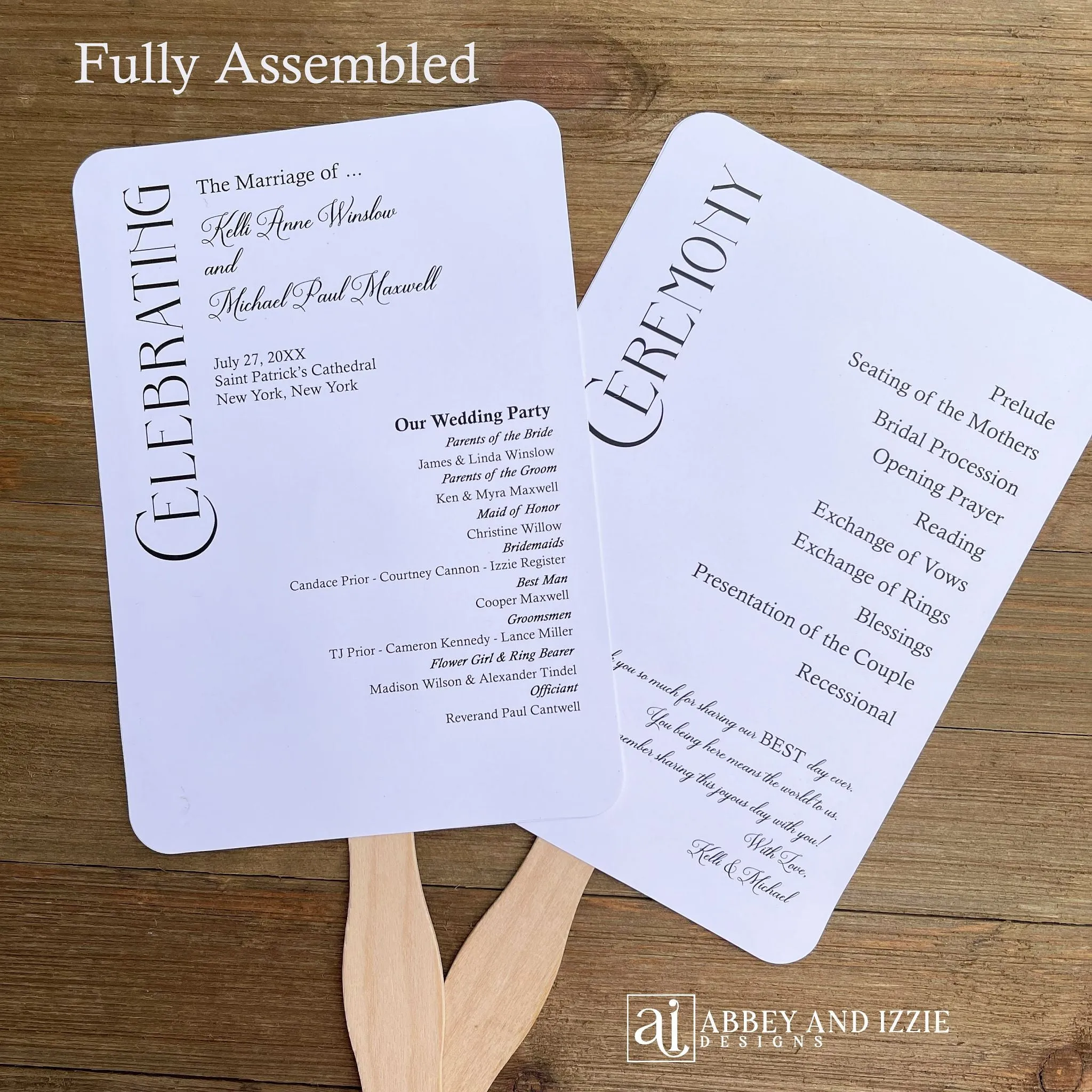 Modern Wedding Program Fan