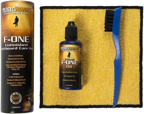 MusicNomad F-ONE Unfinished Fretboard Care Kit - Oil, Cloth, Brush (MN125)