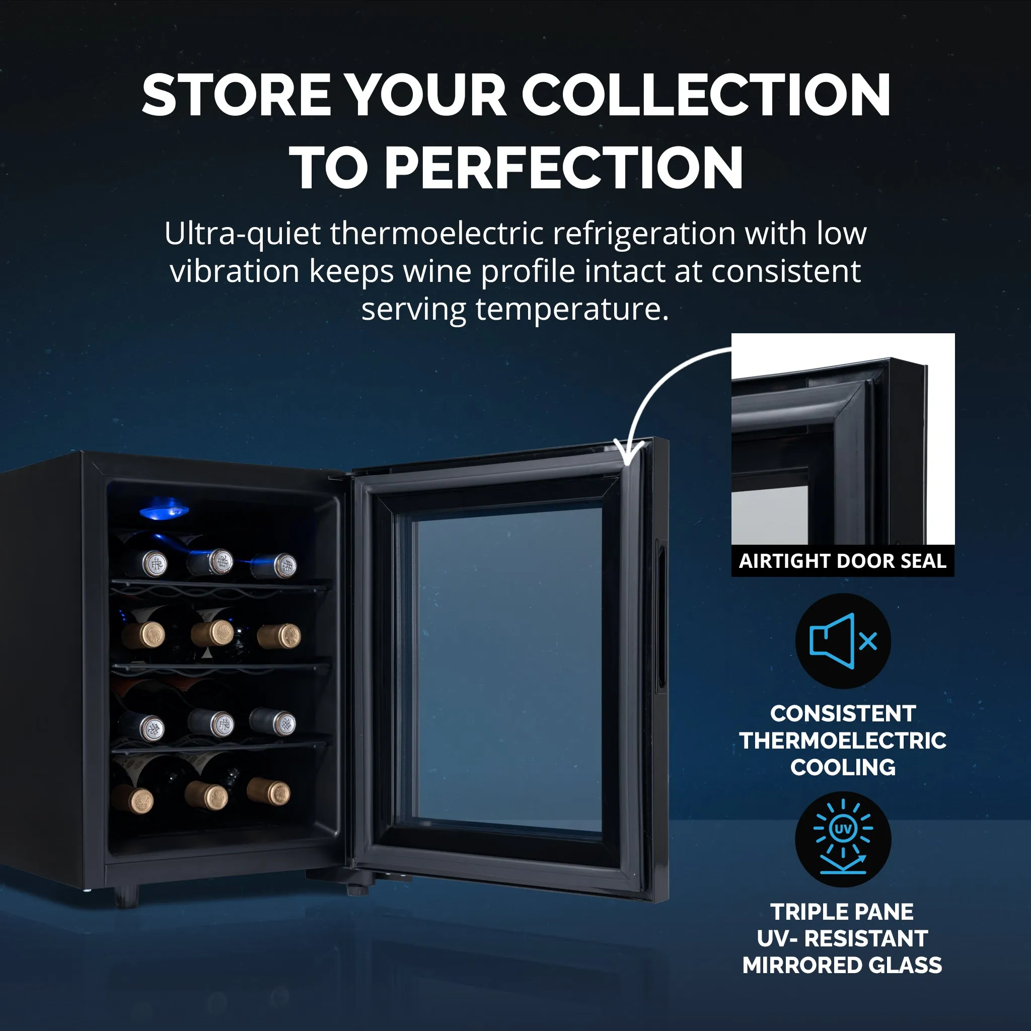 Newair® 12-Bottle 9.9" Black Freestanding Wine Fridge