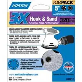 Norton 03217 Sanding Disc, 5 in Dia, 11/16 in Arbor, Coated, P320 Grit, Extra Fine, Alumina Ceramic Abrasive, Spiral :PK 10: QUANTITY: 1