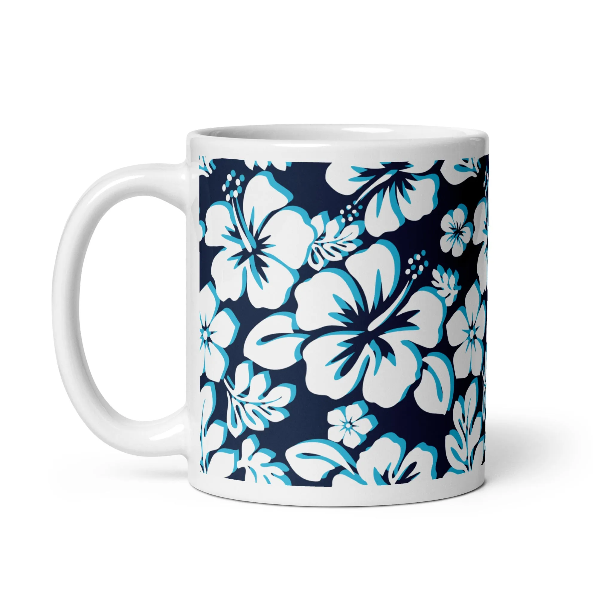 Ocean Blues Hawaiian Flowers Coffee Mug