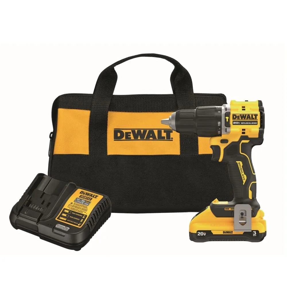 Open Box -  DEWALT ATOMIC 20-Volt Lithium-Ion Cordless 1/2 in. Compact Hammer Drill with 3.0Ah Battery, Charger and Bag