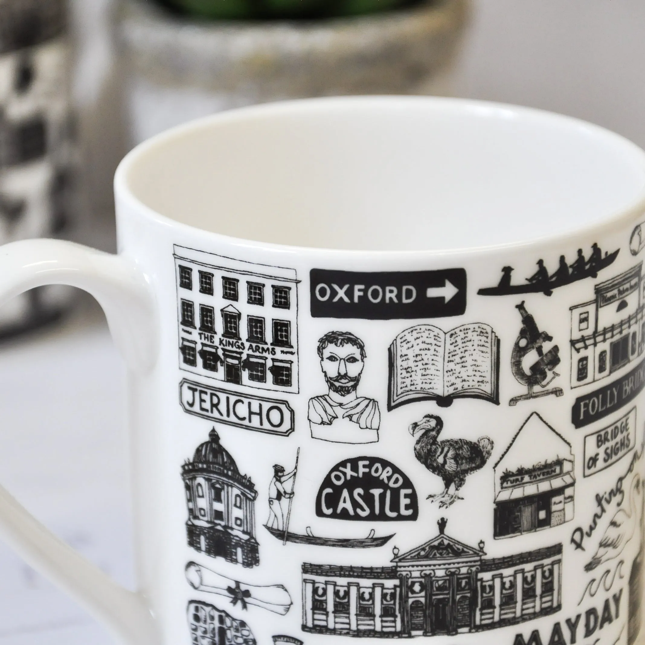 Oxford illustrated black and white mug