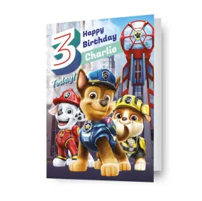 Paw Patrol Movie Personalised Age 3 Birthday Card