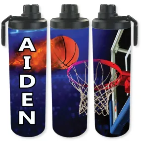 Personalized Sports 30oz Double Walled Stainless Steel Bottle - Basketball