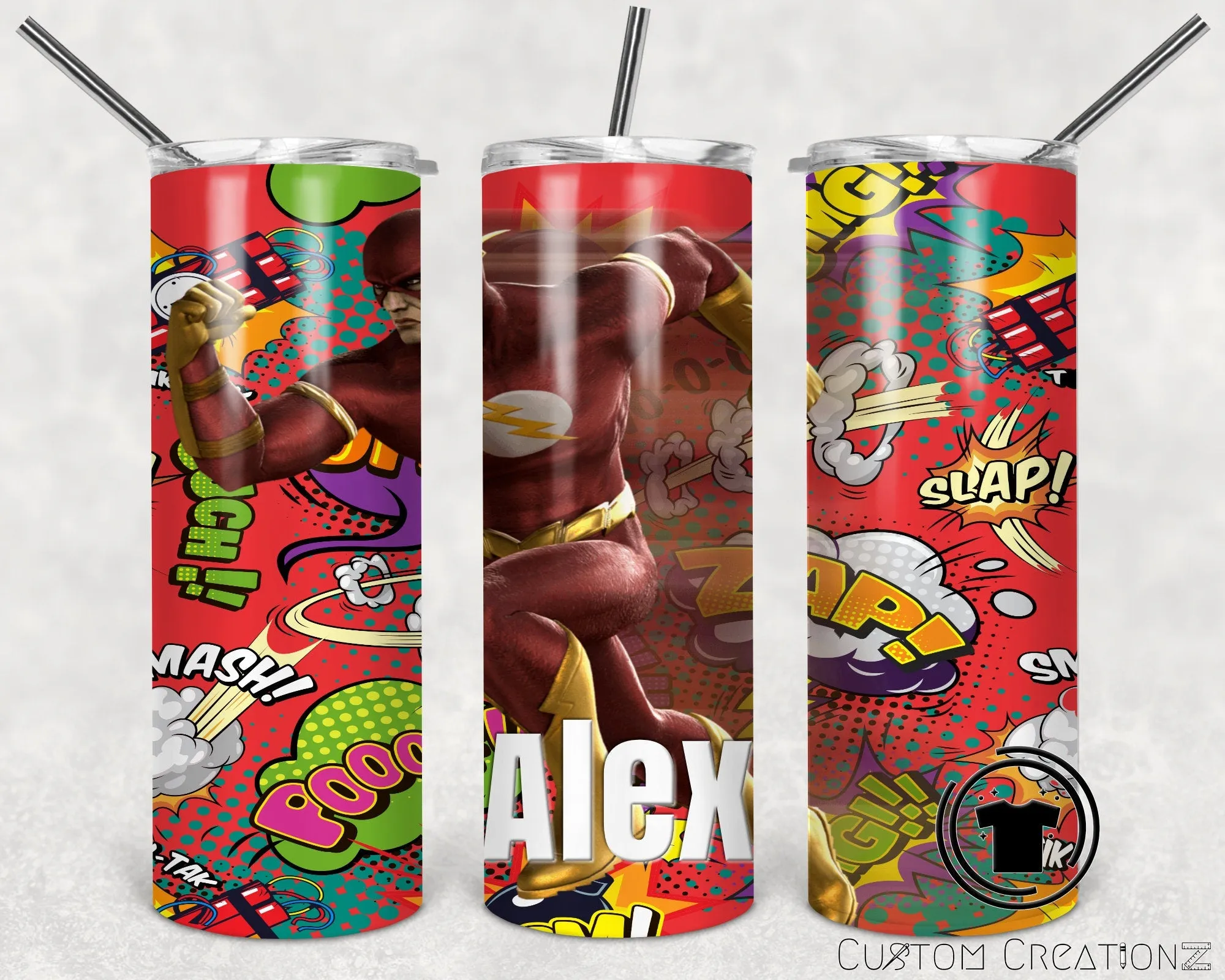 Personalized Stainless Steel 20oz. Tumbler with metal straw. - Kids - adults - comic - fast - speed - birthday - father's day - grandpa