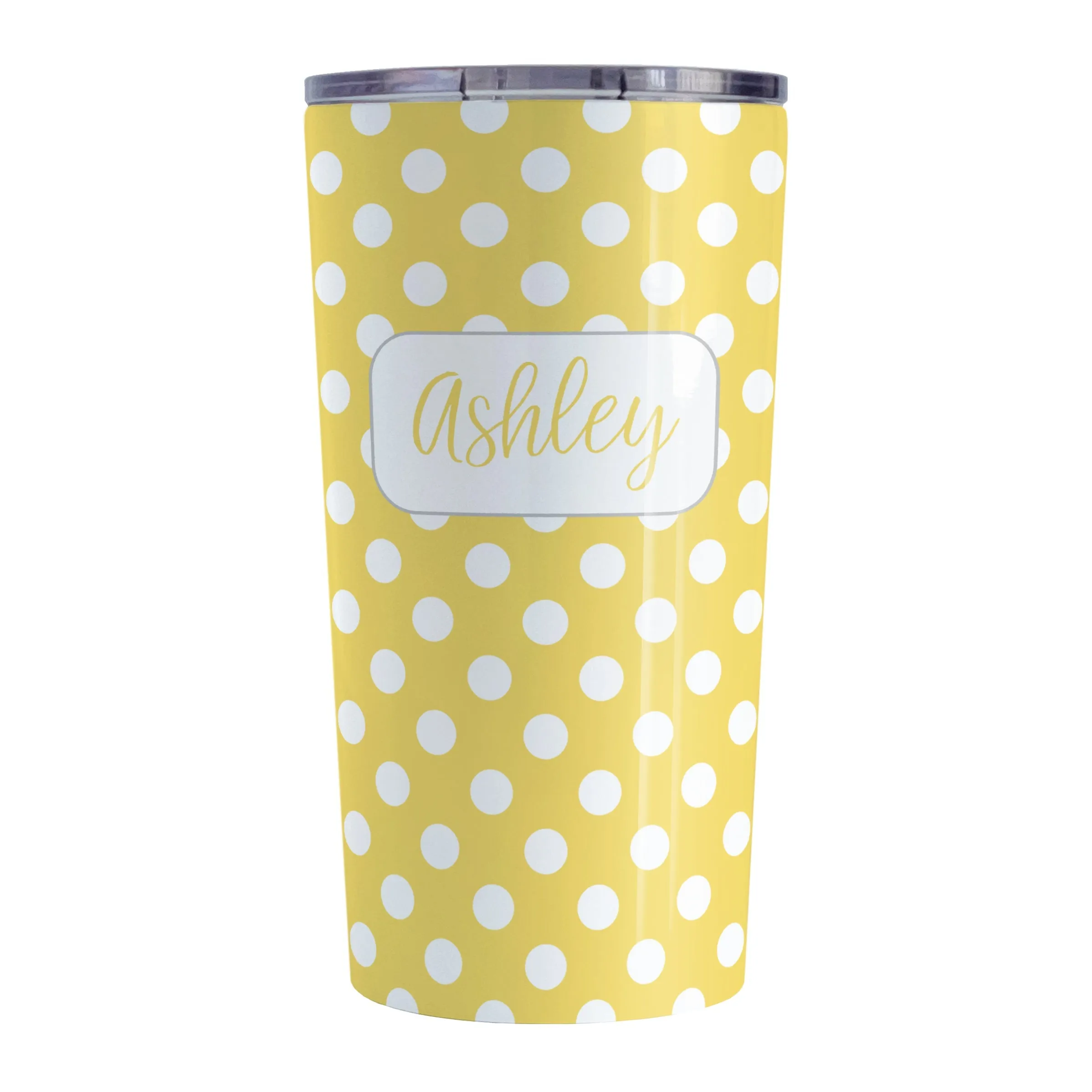 Personalized Yellow Polka Dot Tumbler Cup