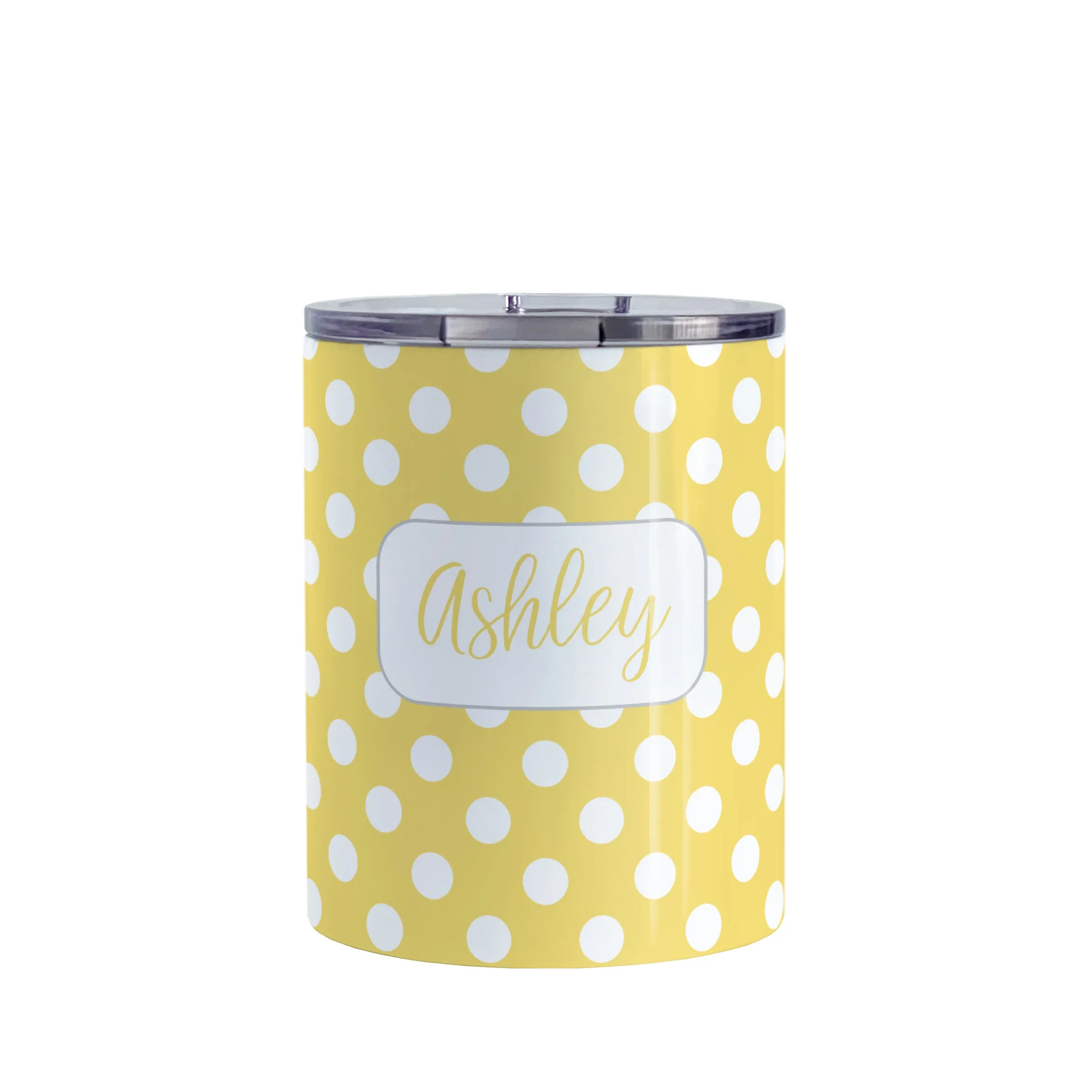 Personalized Yellow Polka Dot Tumbler Cup