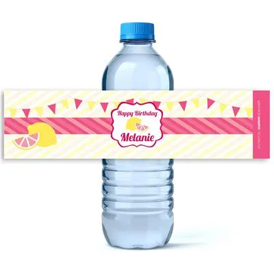 Pink Lemonade Birthday Water Bottle Labels