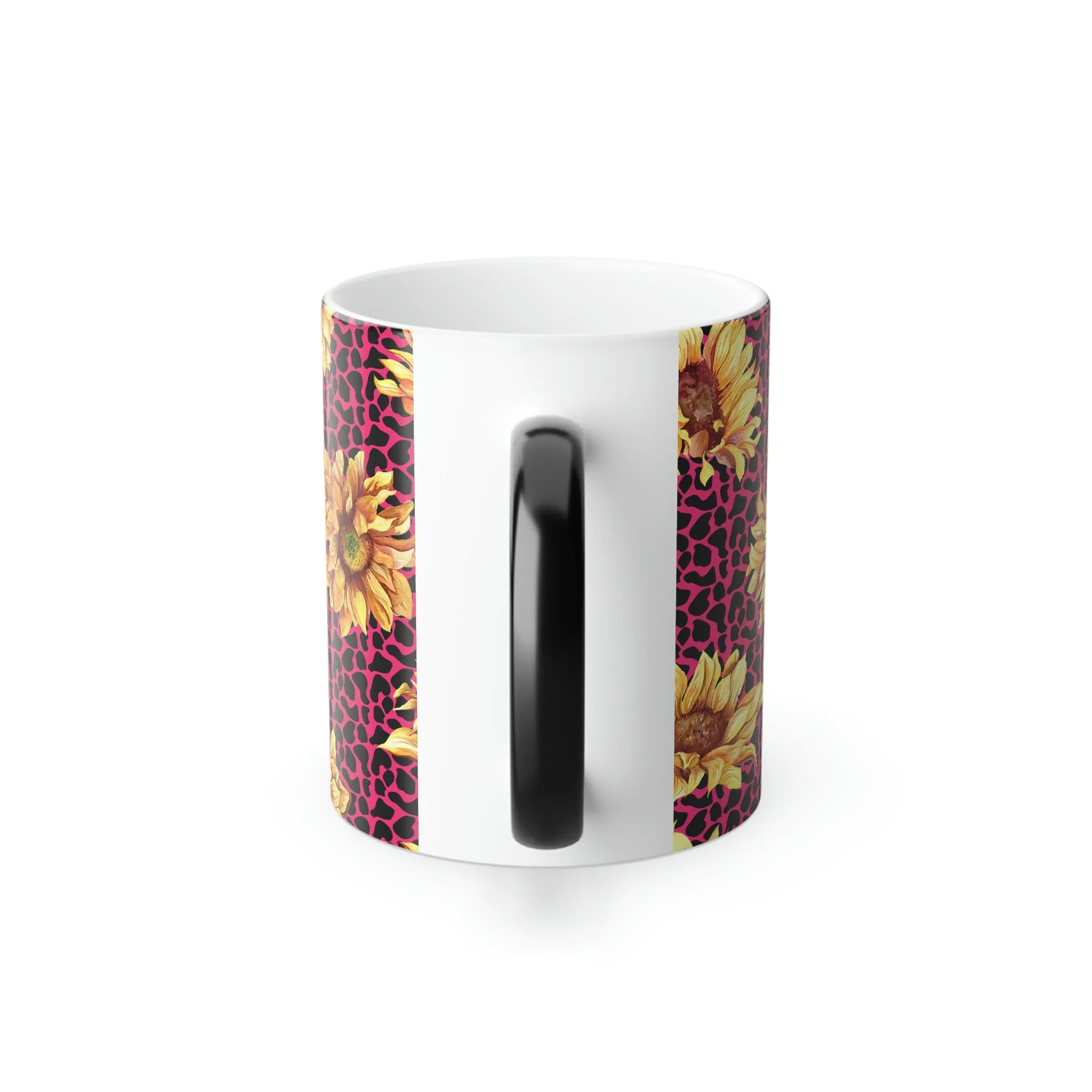 Pink leopard pattern sunflower 11oz Color Morphing Mug