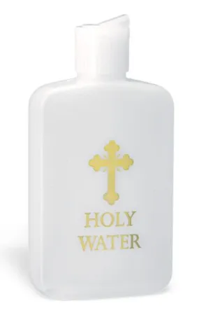 Plastic Gold Stamped Holy Water Bottle, 4 oz.