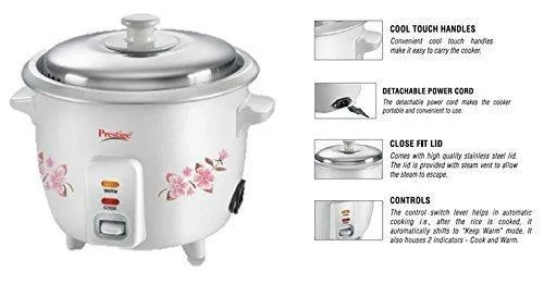 Prestige Delight 42208 0.5-Litre Electric Rice Cooker (White)