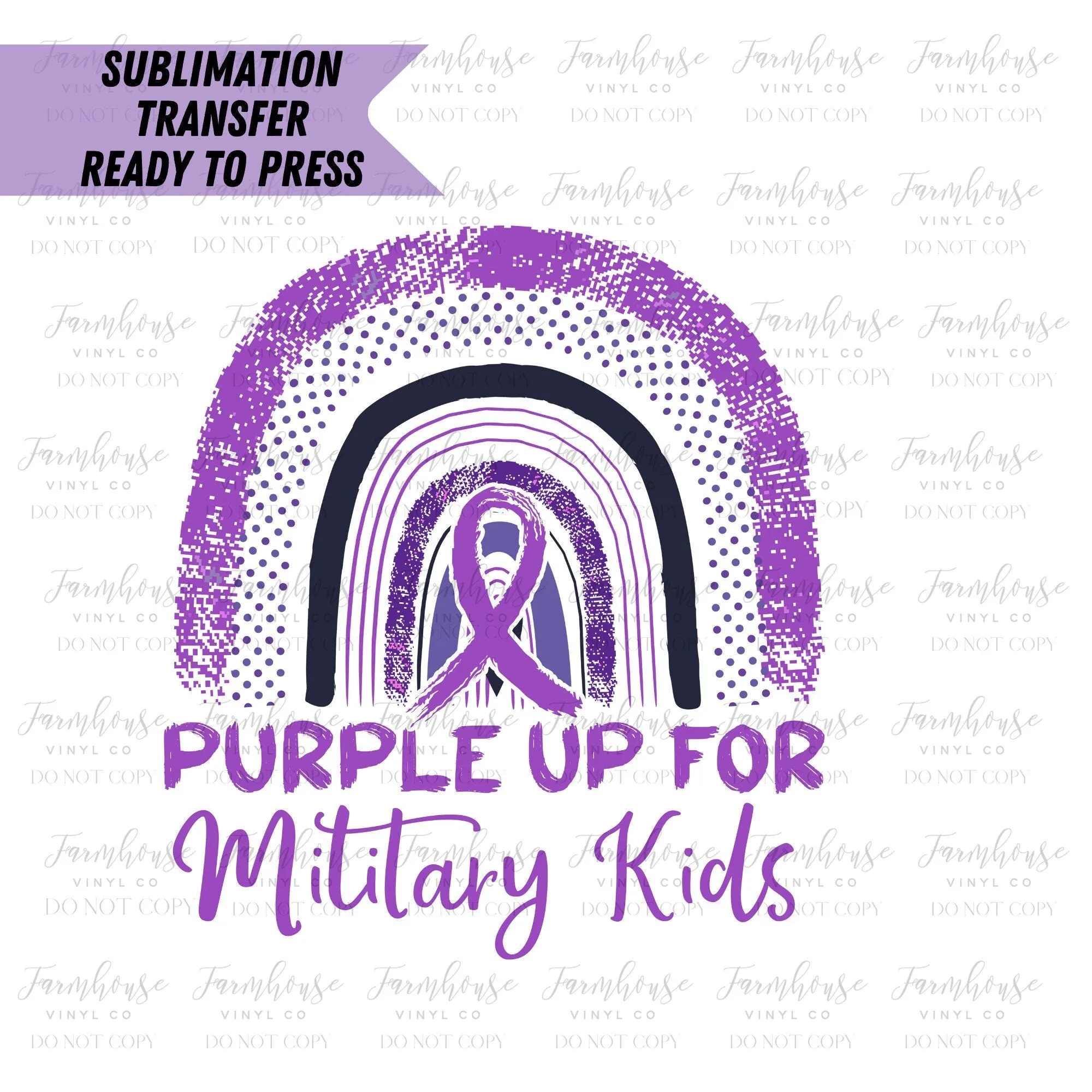 Purple Up for Military Kids, April Month of Military Child, Heat Transfer, Sublimation Transfer, DIY Sublimation, Transfer Ready To Press