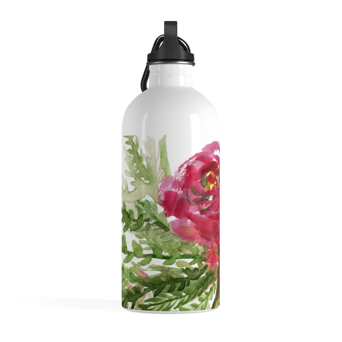 Red Orange Roses Water Bottle, Spring Floral Print Stainless Steel 14 oz. Bottle - Printed in USA