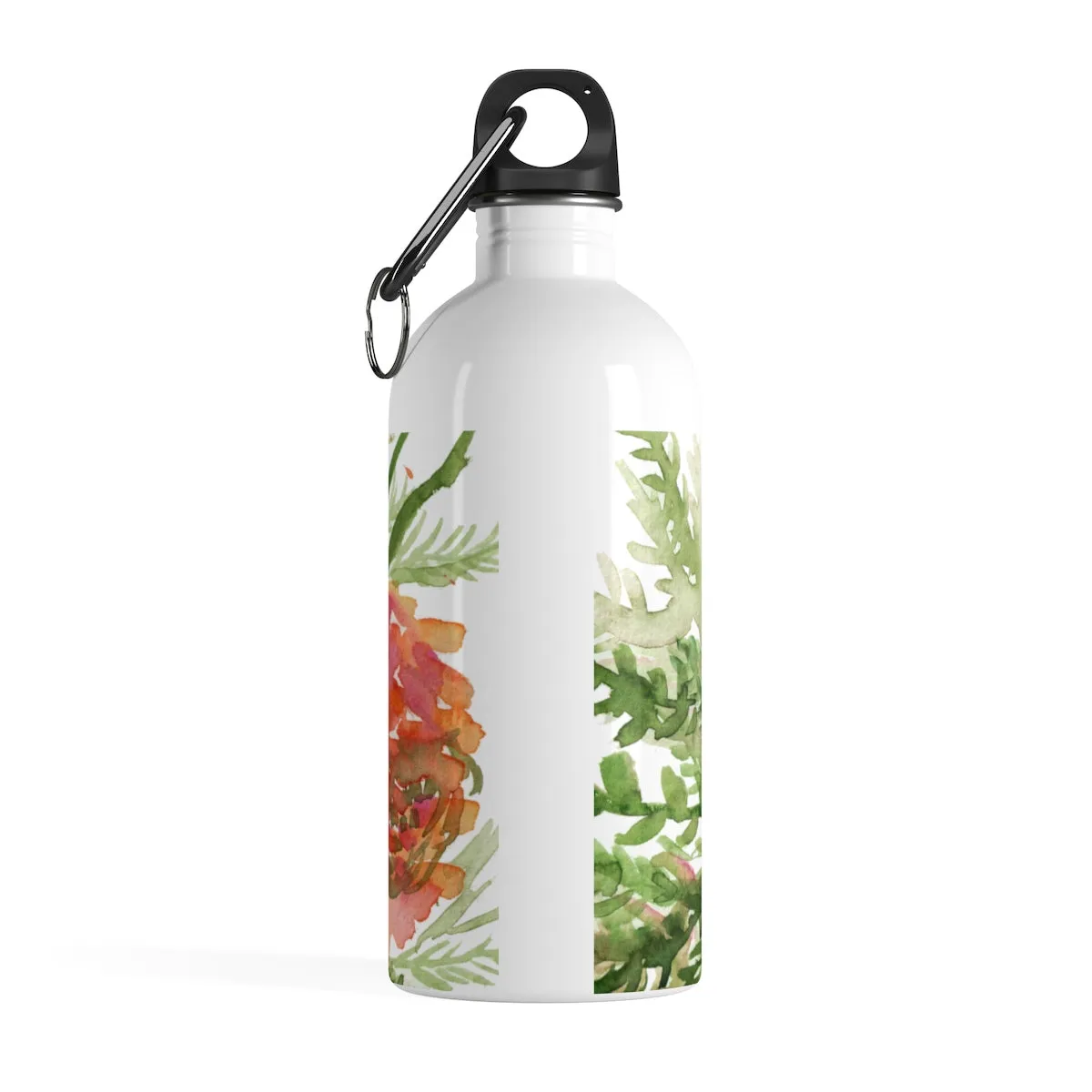 Red Orange Roses Water Bottle, Spring Floral Print Stainless Steel 14 oz. Bottle - Printed in USA