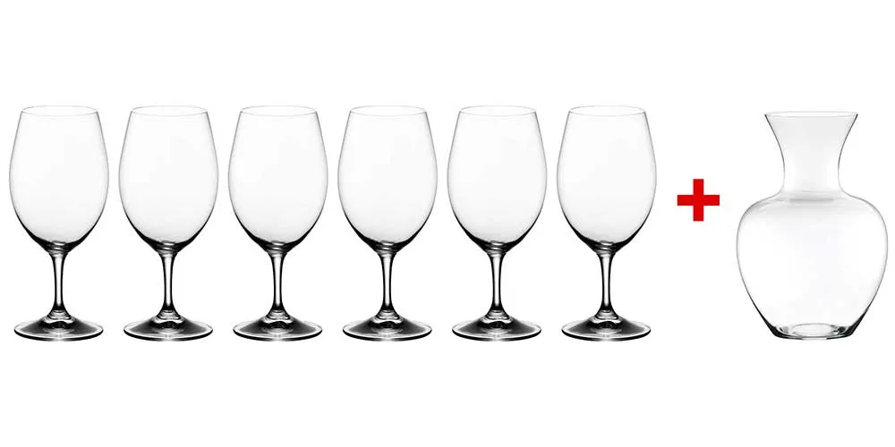 Riedel Ouverture Set of 6 Magnum Glasses & Apple Decanter