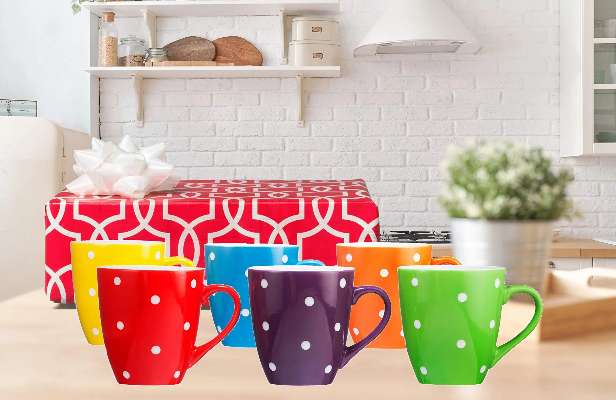 Set Of Colorful Coffee Mugs 6 Large 16 Oz. Ceramic Coffee Mugs In A Set. Restaurant