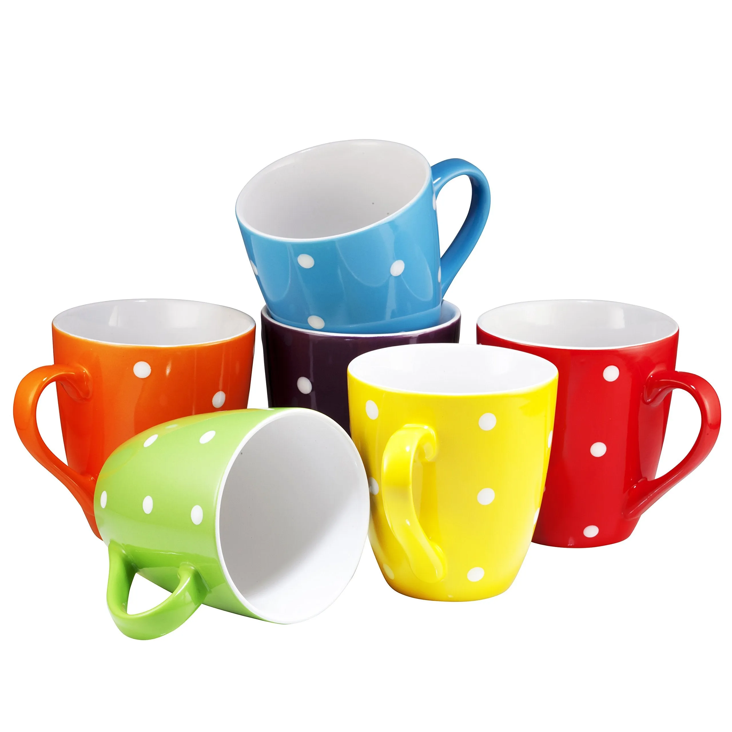 Set Of Colorful Coffee Mugs 6 Large 16 Oz. Ceramic Coffee Mugs In A Set. Restaurant