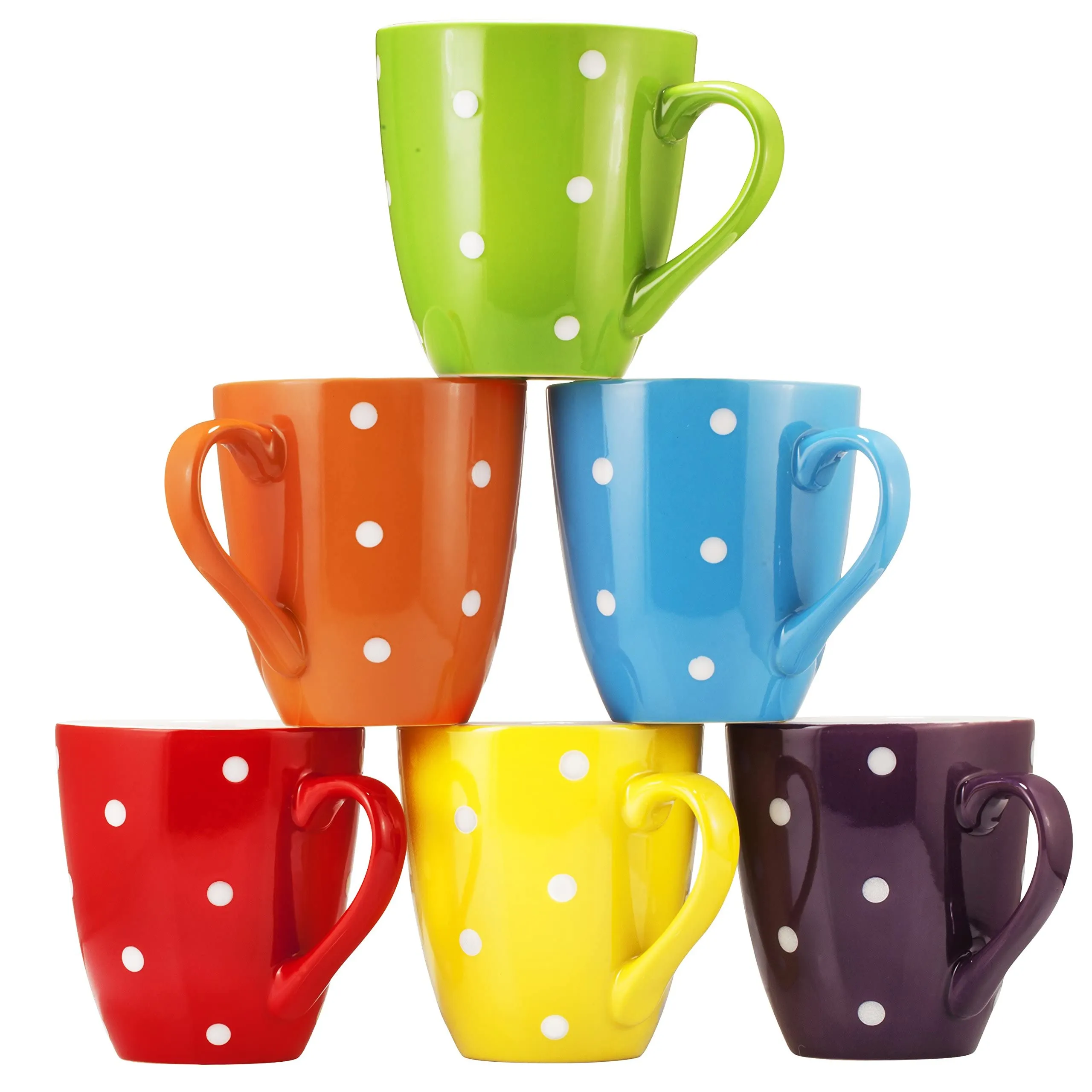 Set Of Colorful Coffee Mugs 6 Large 16 Oz. Ceramic Coffee Mugs In A Set. Restaurant