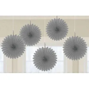 Silver Mini Fan Decorations 6in 5pk