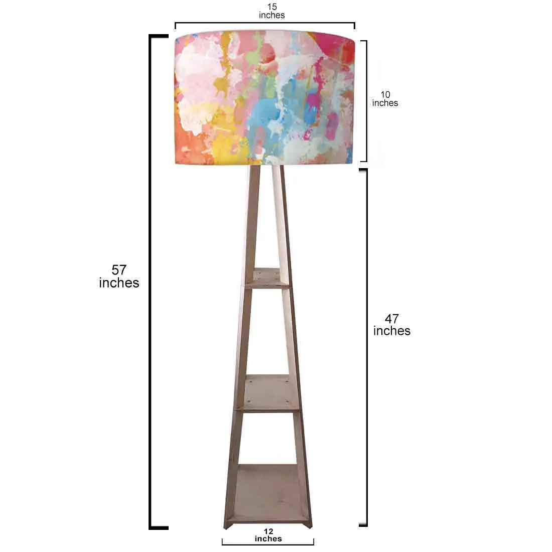 Small Wooden Floor Lamp - Orange Paint Splash