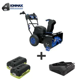 Snow Joe ION8024-XRP-RM 80-Volt iONMAX Cordless Two Stage Snow Blower Kit | 24-Inch |  4-Speed | Headlights | W/ 2 x 6.0-Ah Batteries and Charger (Certified Refurbished)