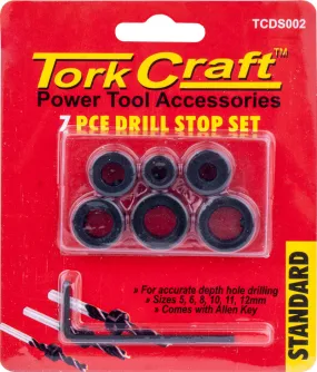 Special - Tork Craft 7Pc Drill Stop Set (5.6.8.10.11.12Mm) C/W Allen Key