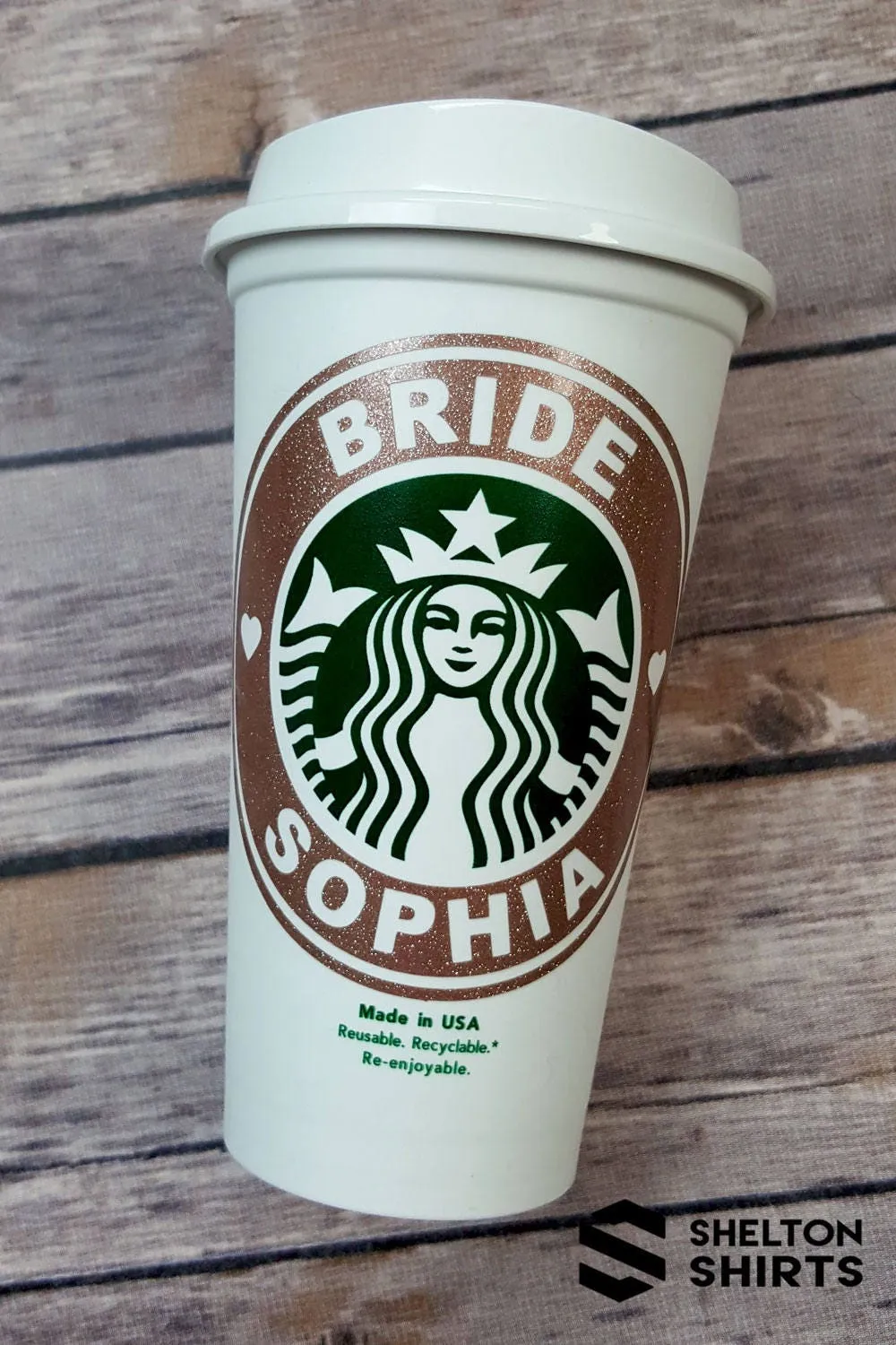 Starbucks Glitter Vinyl Bridal Party Custom Decal - Glitter Vinyl Decal on  Starbucks Cup