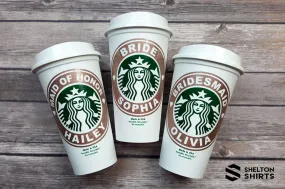 Starbucks Glitter Vinyl Bridal Party Custom Decal - Glitter Vinyl Decal on  Starbucks Cup