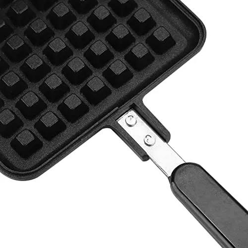 Stove Top Iron Waffle Maker,Deep Fill Non-Stick Plates Teflon Coating for Easy Clean Mini Waffle Baking Pan Bakeware for Snacks Breakfast