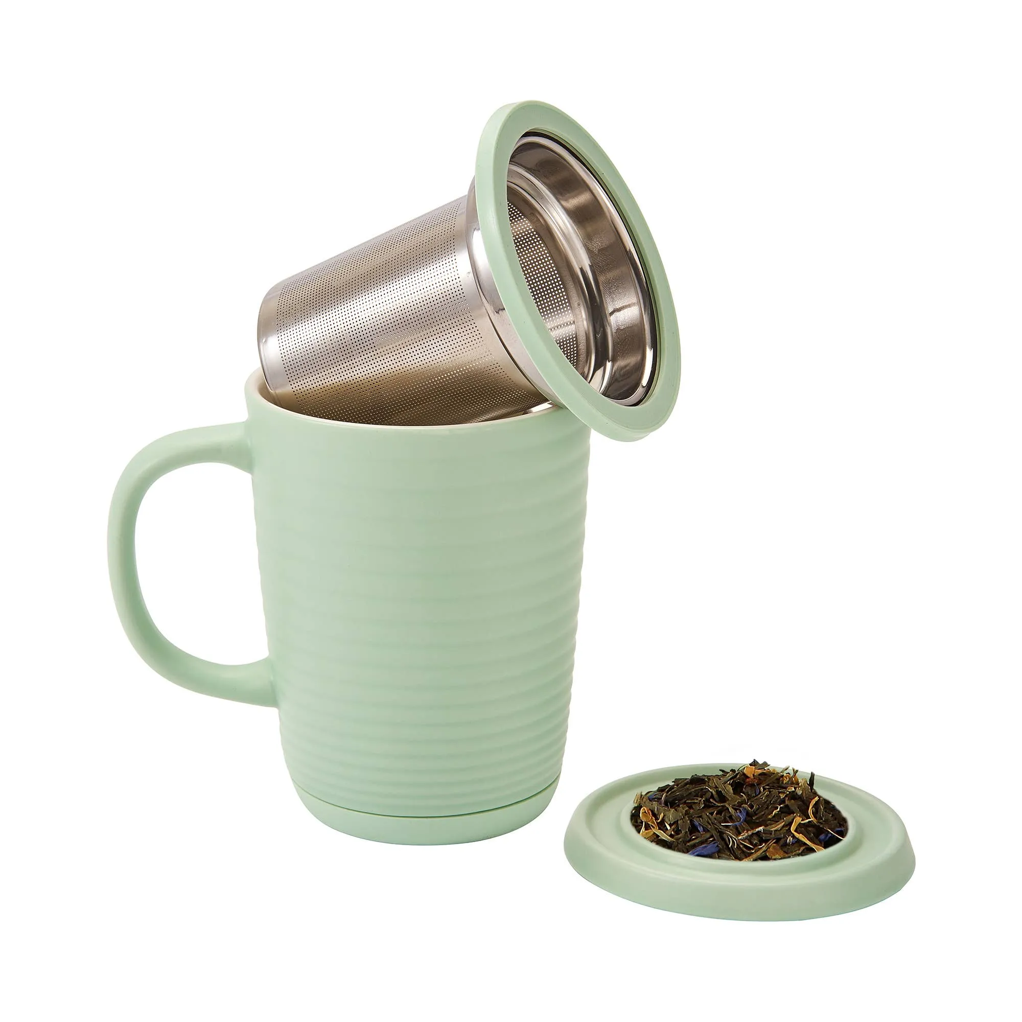 Tea Infuser Mug Ripple 16 oz