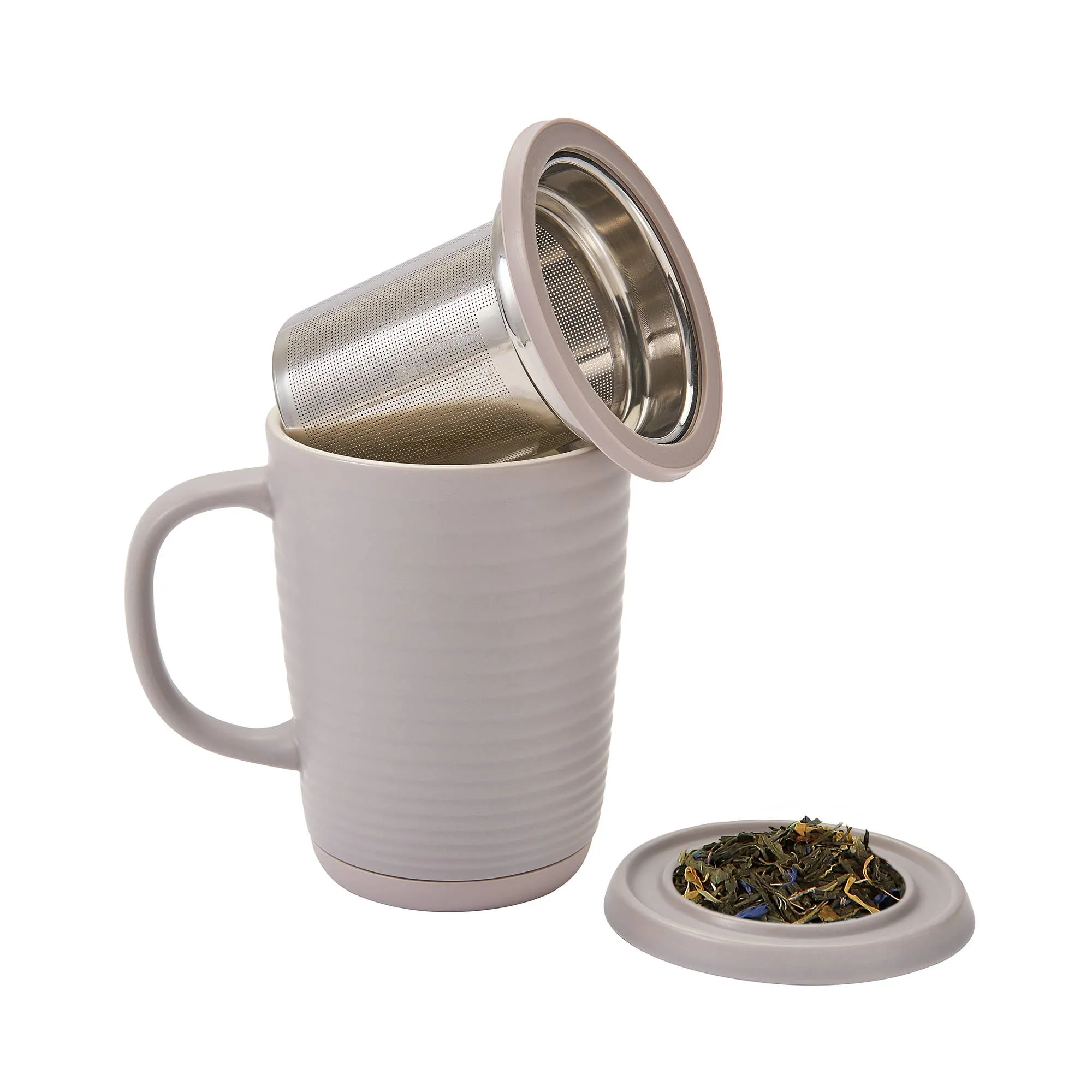 Tea Infuser Mug Ripple 16 oz