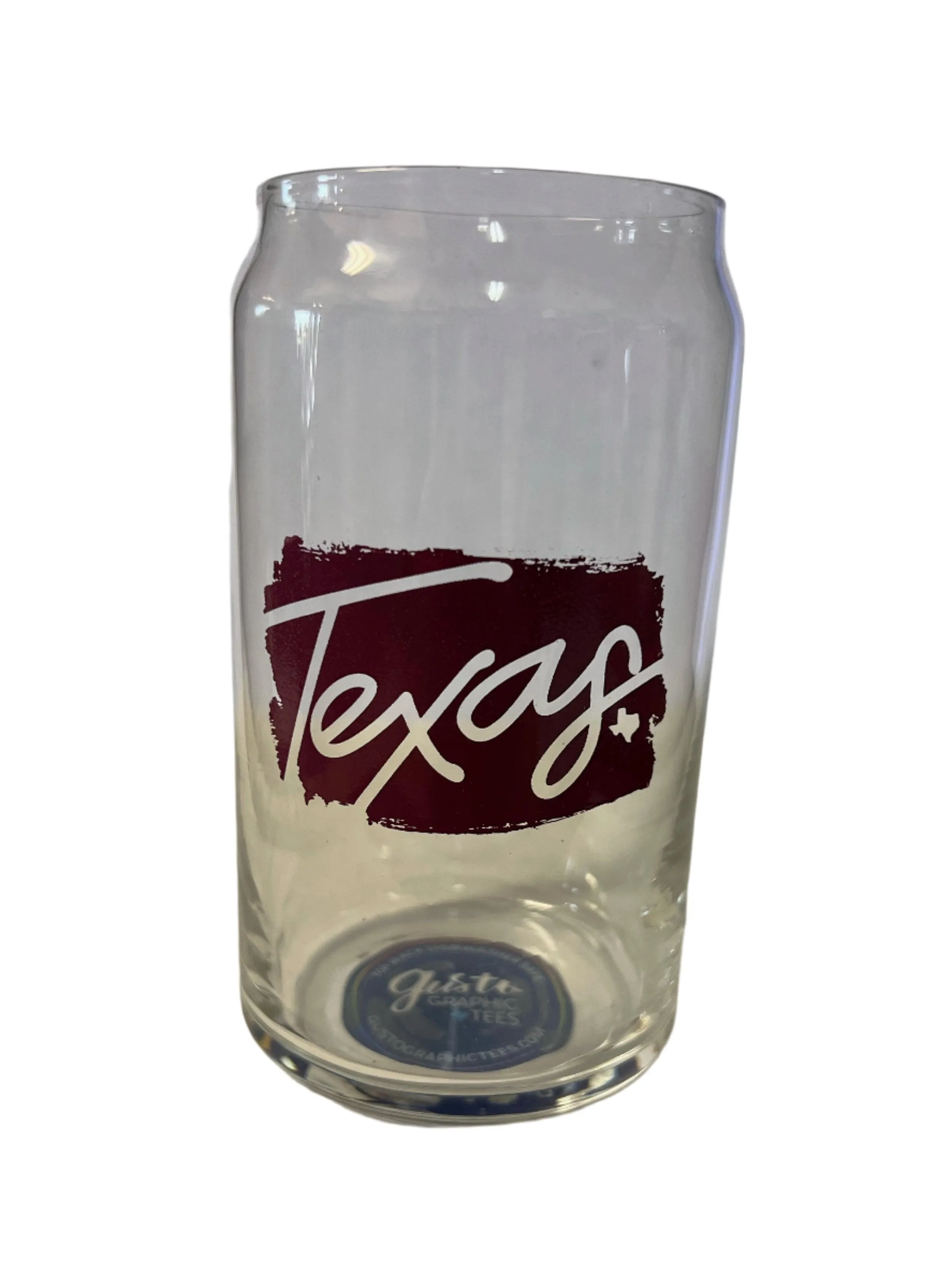 Texas Maroon Ink 16 oz. Can Glass