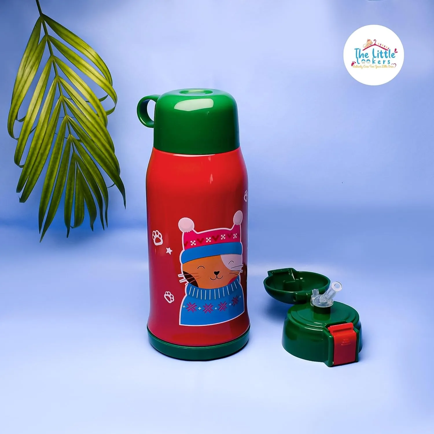 THE LITTLE LOOKERS Stainless Steel Insulated Sipper Bottle with Pop up Straw & Cover for Kids (550ml)