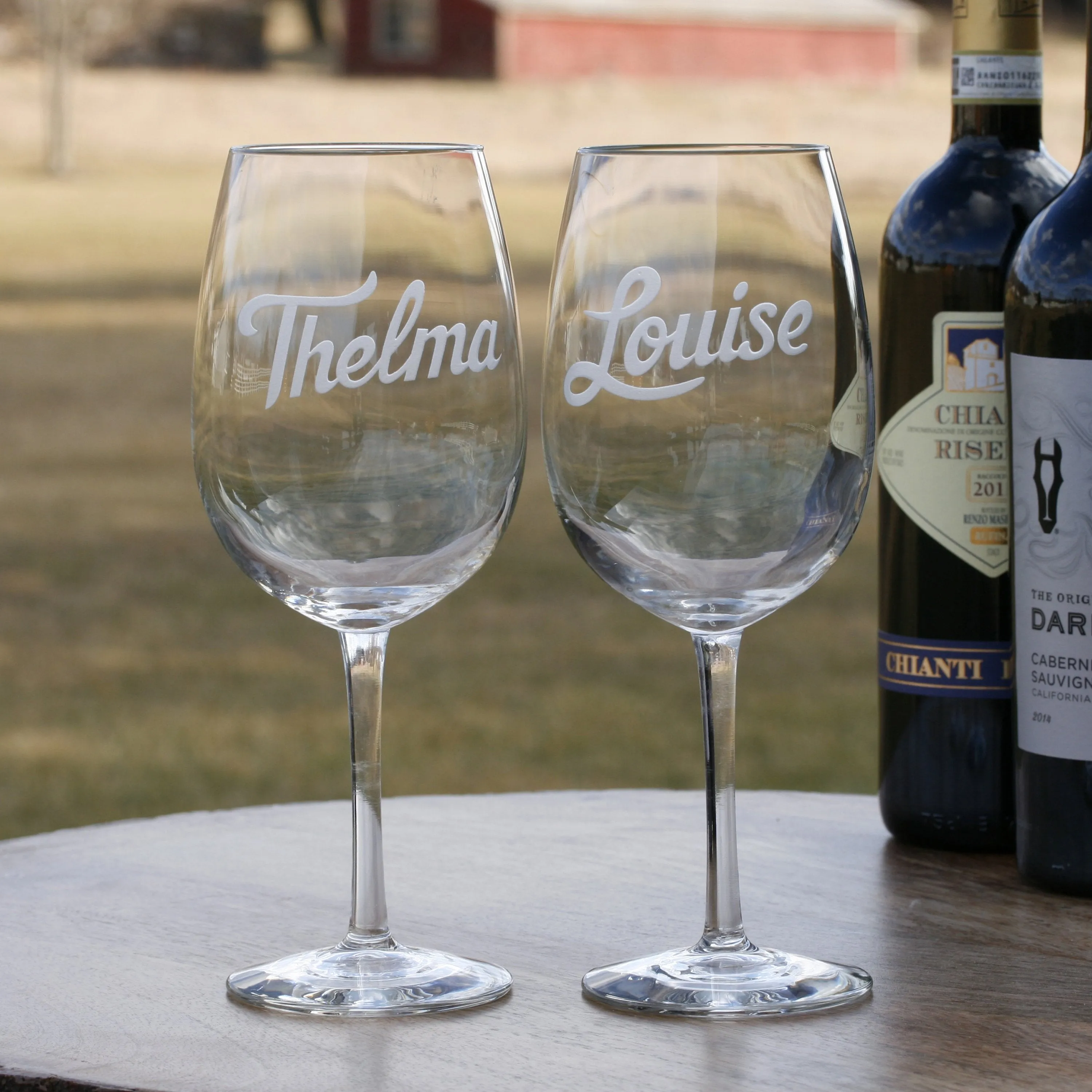 Thelma and Louise Engraved Wine Glass Gift Set