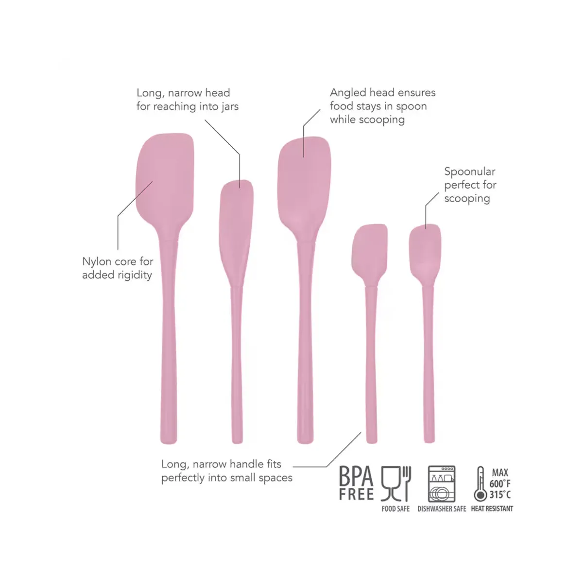 Tovolo Spatula Set Pink 5 Piece