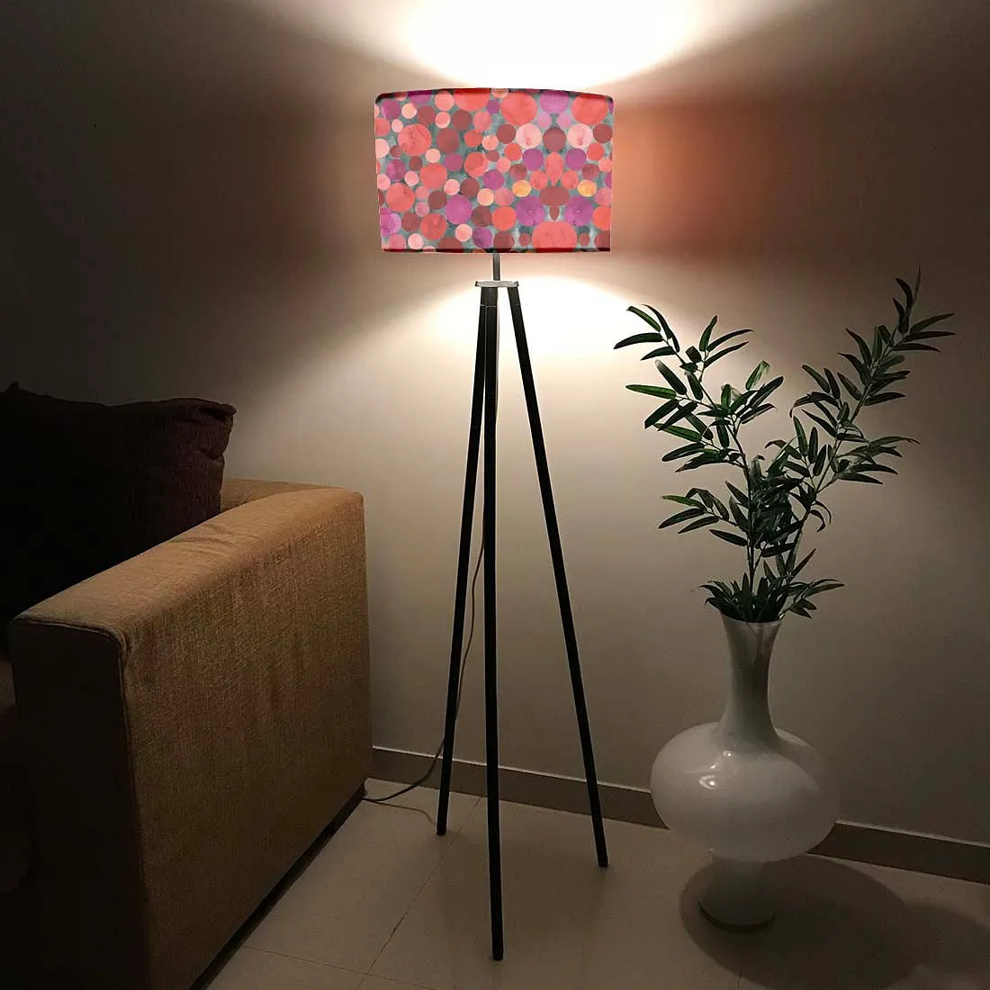 Tripod Floor Lamp Light for Living Room -  Red Confetti