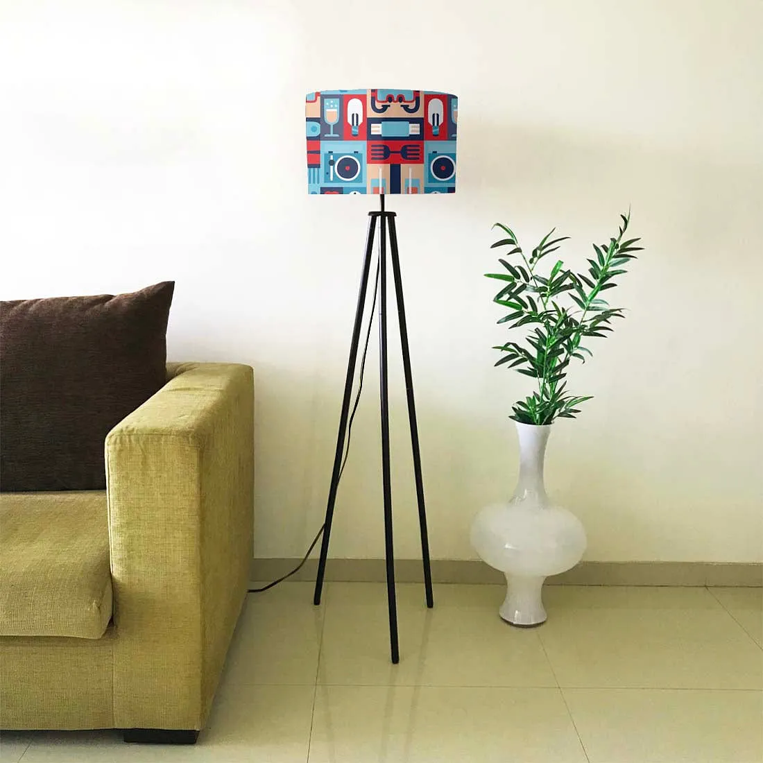 Tripod Floor Lamp Standing Light for Living Rooms -Art Deco Elements