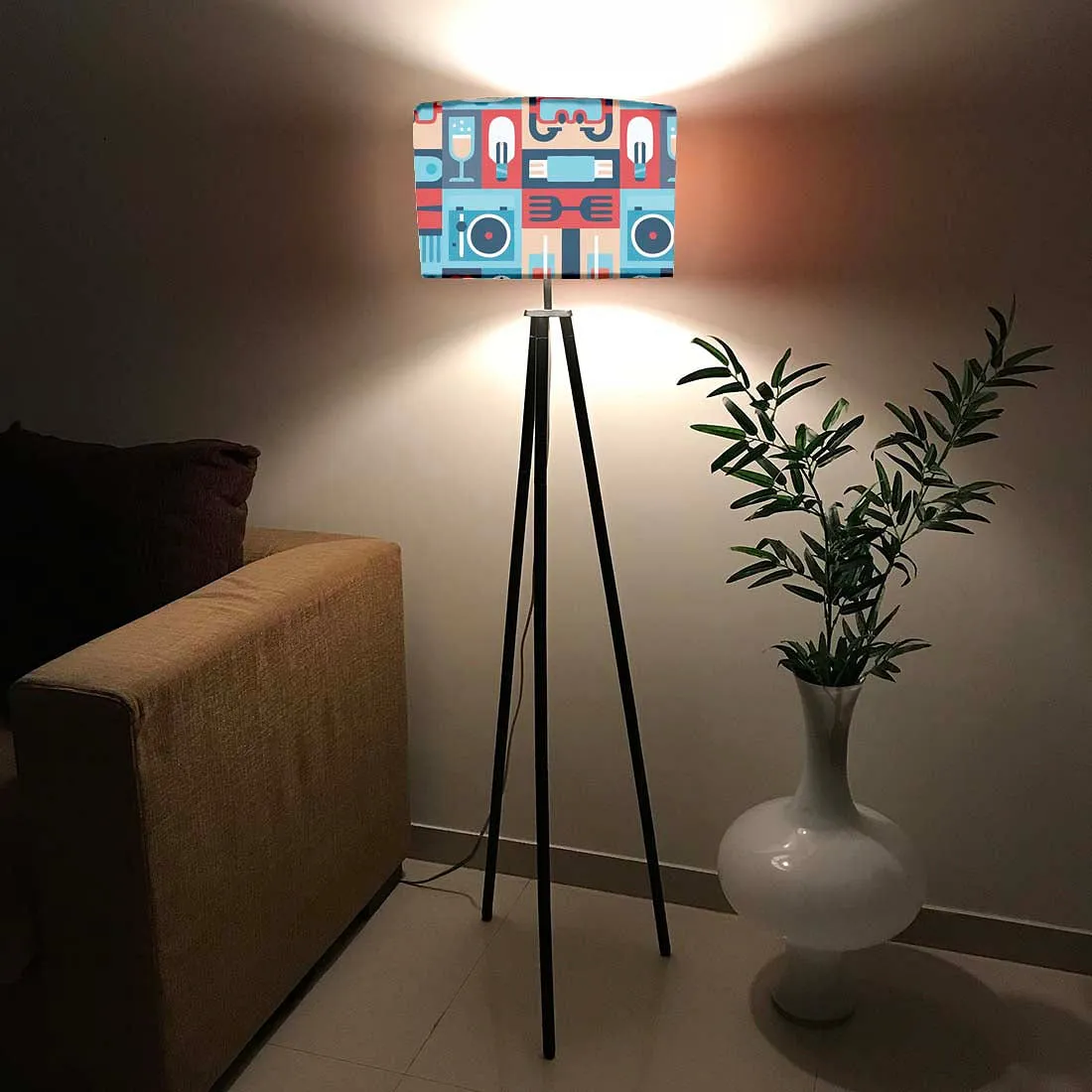 Tripod Floor Lamp Standing Light for Living Rooms -Art Deco Elements