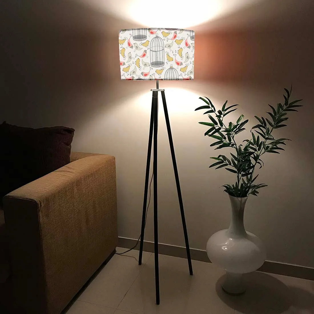 Tripod Floor Lamp Standing Light for Living Rooms -Vintage Bird Cage