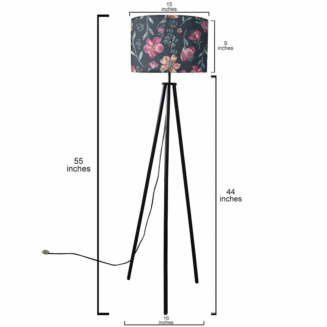 Tripod Standing Floor Lamp -Night Flowers