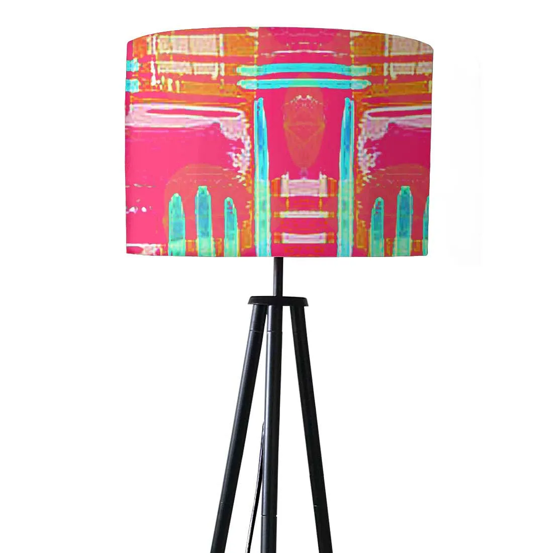 Tripod Standing Floor Lamp -Pink Abstract