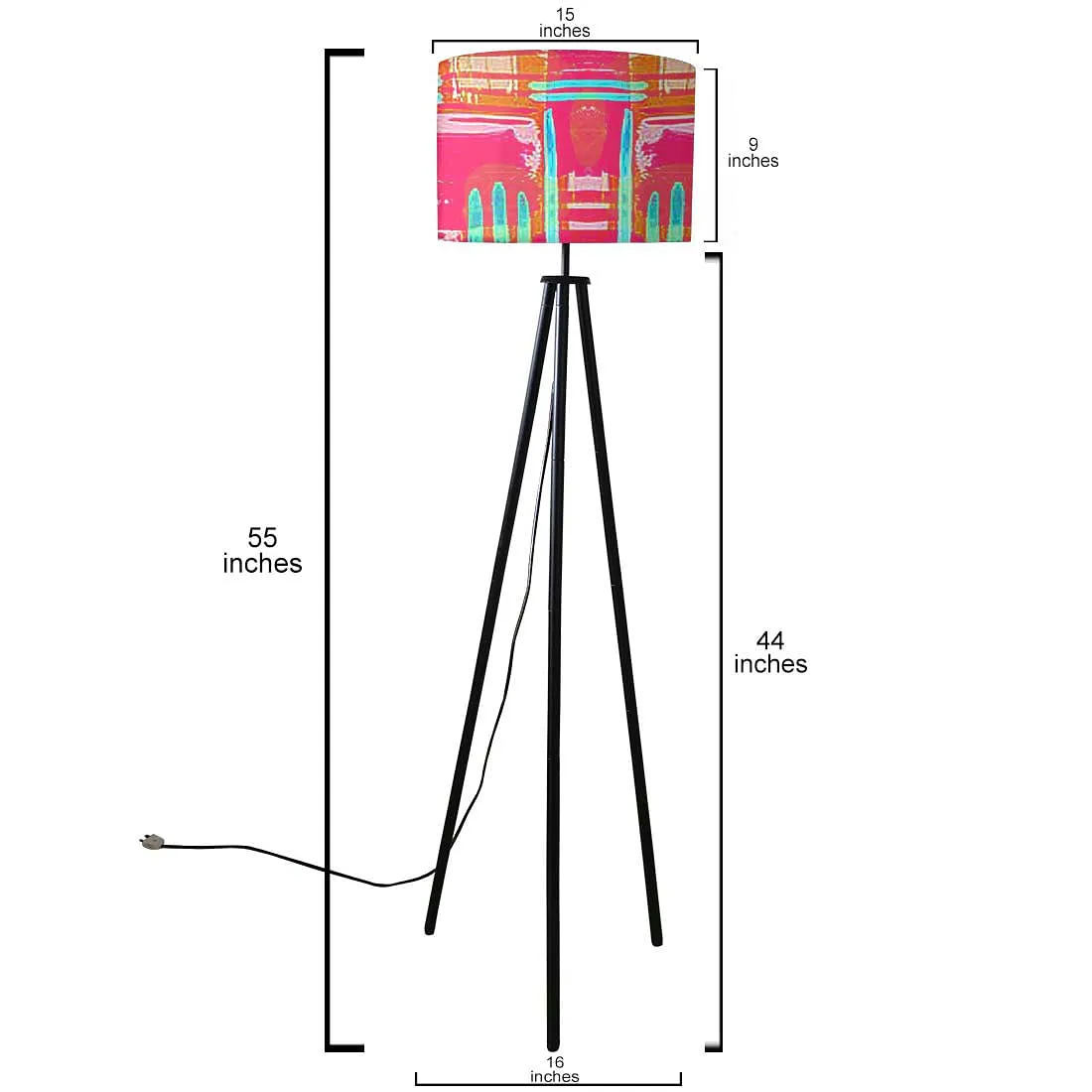 Tripod Standing Floor Lamp -Pink Abstract