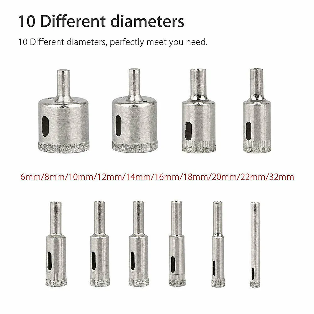 US 10-20pcs Diamond Drill Bit Set Glass Tile Wood Hole Core Ceramic Cutting Tool