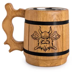 Viking Beer Mug Tankard Norse Cup for Men Stainless Steel Mug 20 oz