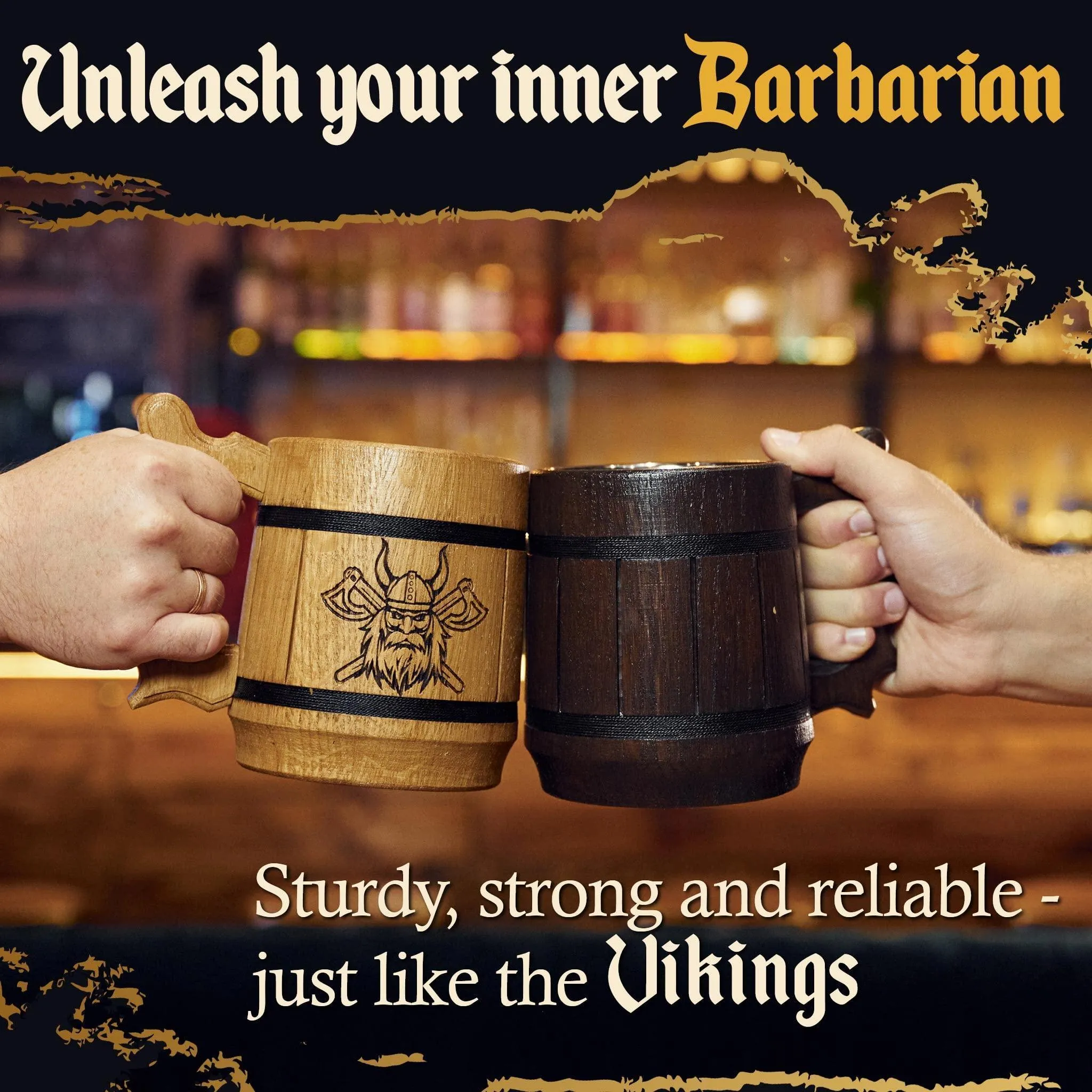 Viking Beer Mug Tankard Norse Cup for Men Stainless Steel Mug 20 oz