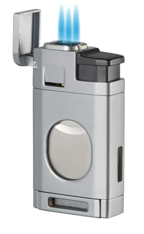 Visol LighCut Silver Triple Torch Flame Lighter and Cigar Cutter